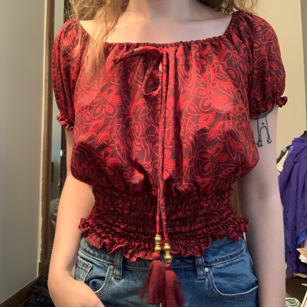 Boho silk blouse size s/m